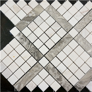 White Mable Mosaic Tile, China Mosaic Factory, Square Shape Mosaic Stone, Hot Sell Mosaic Deign