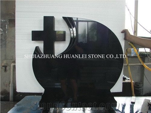 Absolute Black Monument, Hebei Black Granite Tombstone/Cross Tombstones/Cemetery Tombstones /Memorial /Gravestone