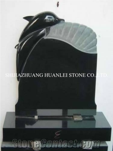 Granite Hebei Black Dolphin Tombstone /Shanxi Black Granite Gravestone/Monument Design /Headstones/Cemetery Tombstones/Single Monuments