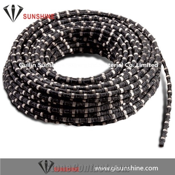 China 11.5mm Rubberized Diamond Wire Saw for Granite Quarry,Diamond Wire Rope for Granite Cutting
