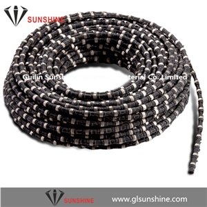 China 11.5mm Rubberized Diamond Wire Saw for Granite Quarry,Diamond Wire Rope for Granite Cutting