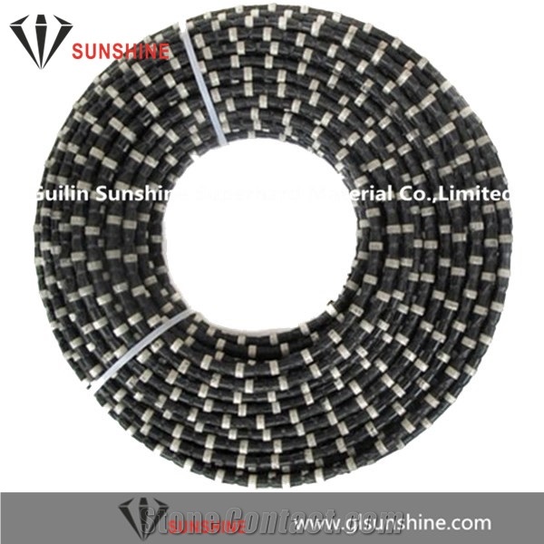 China 11.5mm Rubberized Diamond Wire Saw for Granite Quarry,Diamond Wire Rope for Granite Cutting