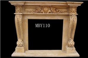 Brown Limestone Fireplace Mantel