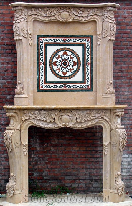 Brown Limestone Fireplace Mantel