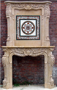 Brown Limestone Fireplace Mantel
