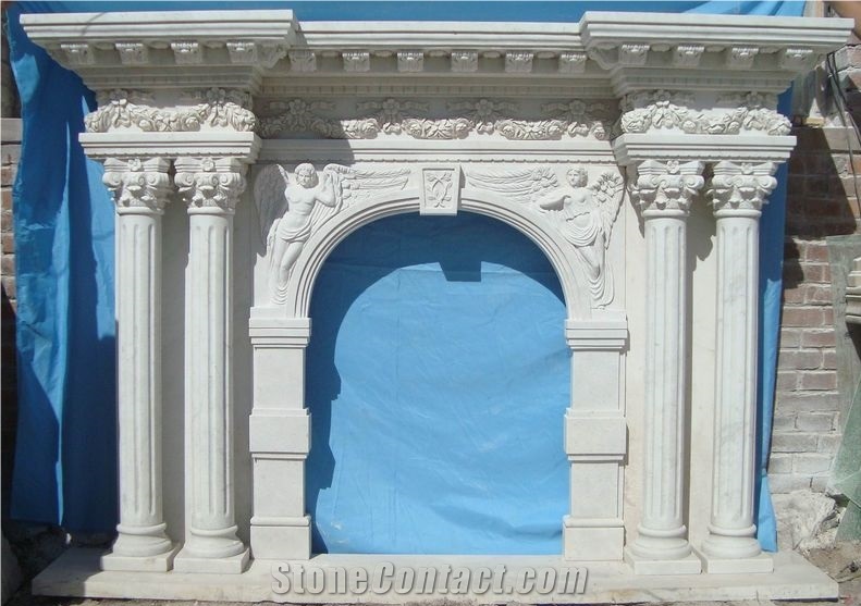 Brown Limestone Fireplace Mantel