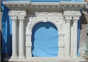 Brown Limestone Fireplace Mantel