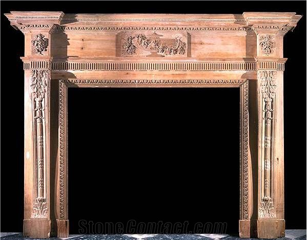 Brown Limestone Fireplace Mantel