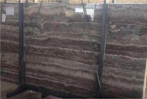 Dark Silver Travertine Slab, Iran Brown Travertine
