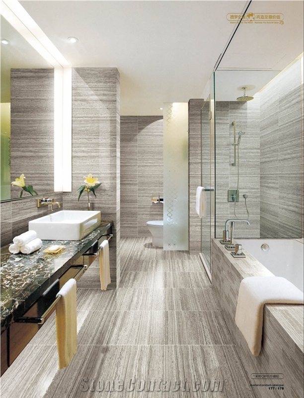 600x600 White Wooden Grain Marble Wall Covering Tile