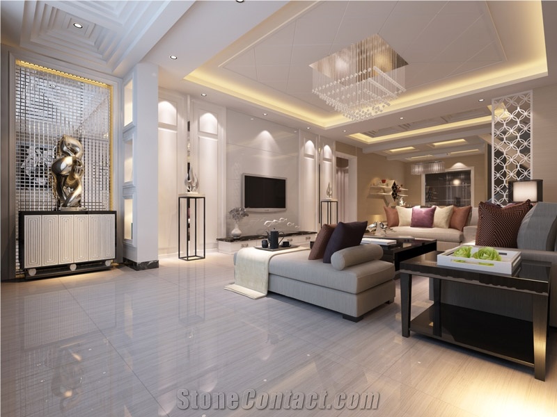 600x600 White Wooden Grain Marble Wall Covering Tile