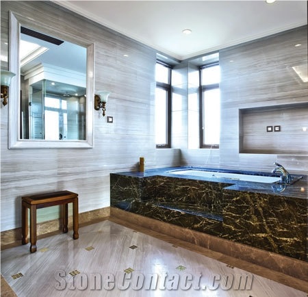 600x600 White Wooden Grain Marble Wall Covering Tile