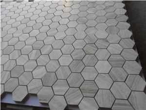 White Stone Building Material Mosaic Flooring Tile, Timber White Marble Basketweave Mosaic