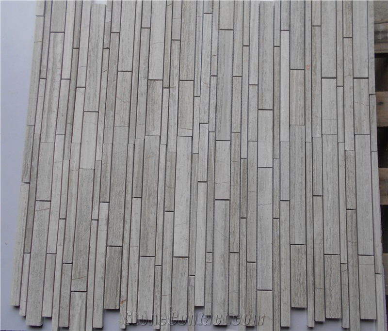White Stone Building Material Mosaic Flooring Tile, Timber White Marble Basketweave Mosaic