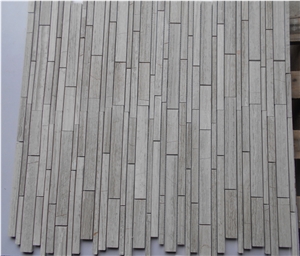 White Stone Building Material Mosaic Flooring Tile, Timber White Marble Basketweave Mosaic