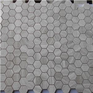 White Stone Building Material Mosaic Tile, Timber White Marble Hexagon Mosaic