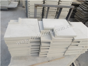 China White Quartzite Bushhammered Dorp Face Pool Coping