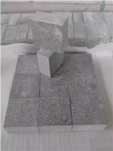 G654 Sesame Dark Grey Granite Cubic Stone, Paver Stone, Garden Stepping Stone, Flamed/Bush-Hammered/Pineapple Surface
