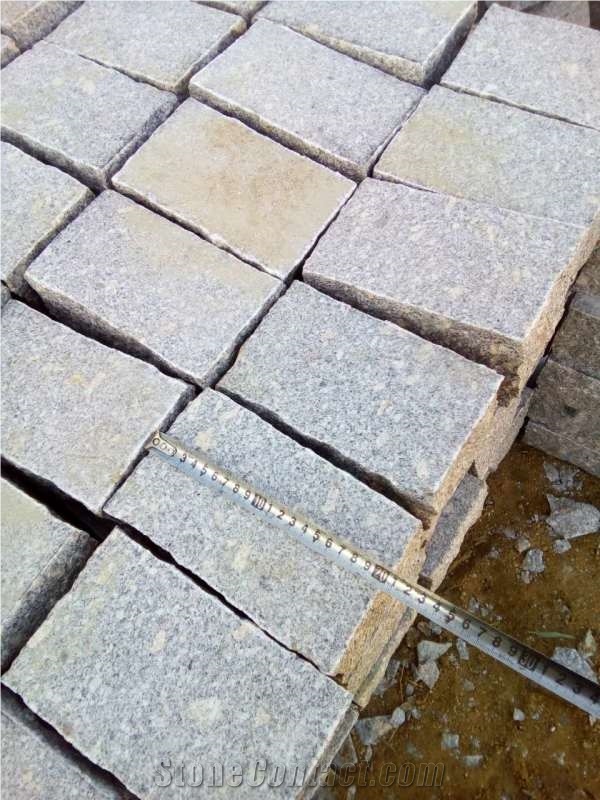 North G603 Light Grey Granite G375 G341 Sides Split Flamed Top Bottom Cube Cobble Stones for Driving Way Walking Way Cheap Price