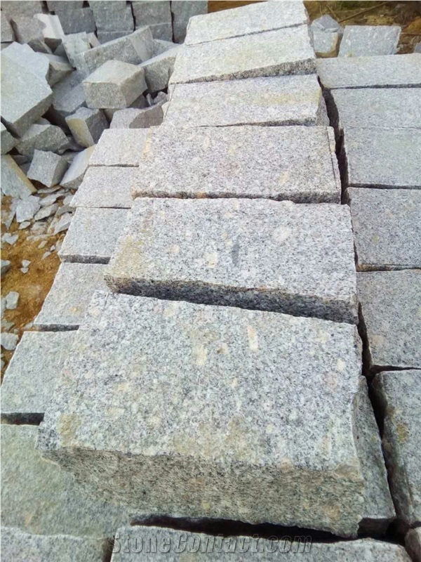 North G603 Light Grey Granite G375 G341 Sides Split Flamed Top Bottom Cube Cobble Stones for Driving Way Walking Way Cheap Price