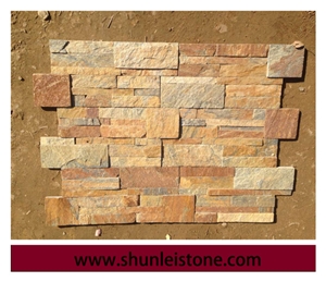 Cheap Culture Stone Veneer Slate Stone, Yellow Slate Veneers, Yellow Wall Cladding, Stone, Yellow Brick Stacked Stone