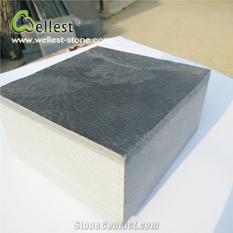 Black Honed Surface Slate Cube Paving Stone
