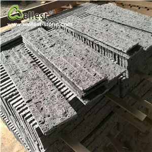 Natural Split Surface Rectangle Shape Grey Basalt Culture Stone