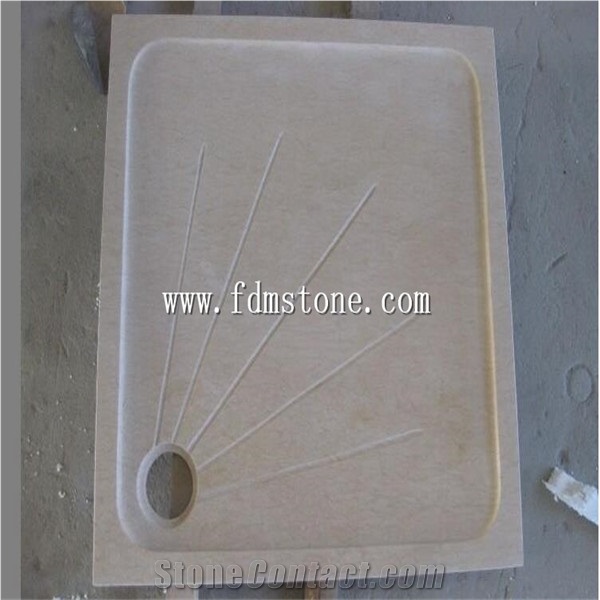 Beige Marble Polished Bathroom Shower Base,Shower Tray 70x70,80x80,100x100cm ,European Style Solid Surface Shower Bases