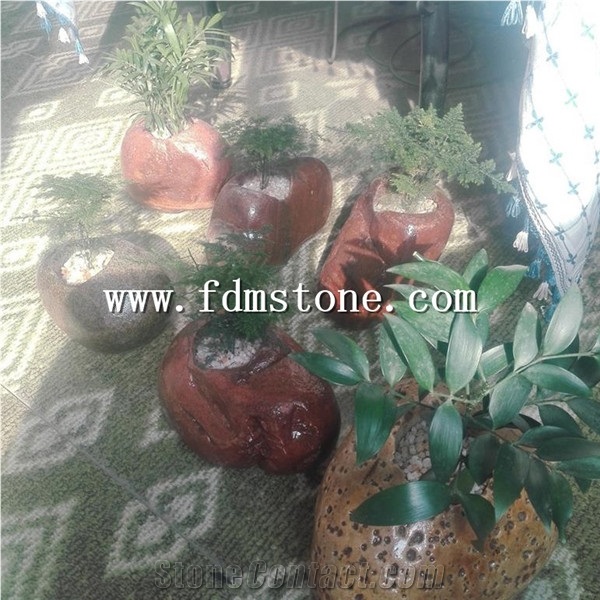 Carved Granite Flowerpots, Custom Stone Flowerpot, G603 Grey Granite Pots