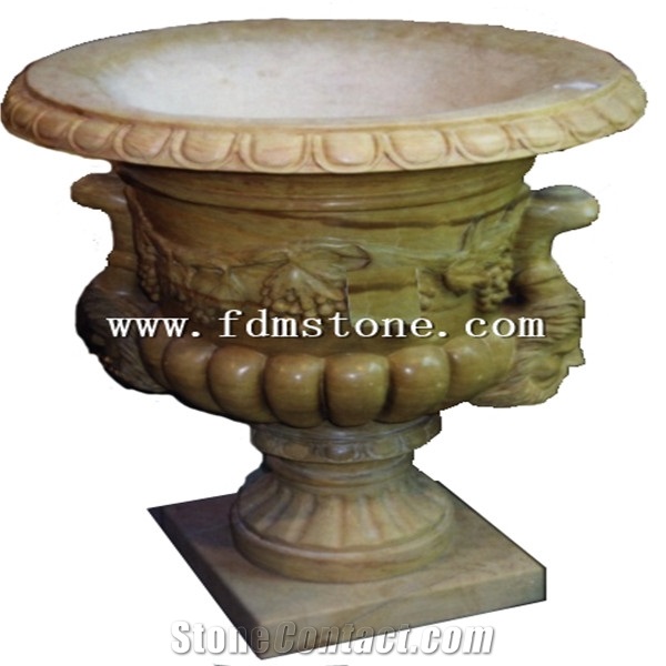 Carved Granite Flowerpots, Custom Stone Flowerpot, G603 Grey Granite Pots