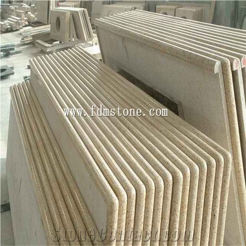 China Crystal Yellow Granite Polished Kitchen Countertop,Bar Top,Island Top,Bullnosed Desk Tops,Curved Bench Tops,Work Top