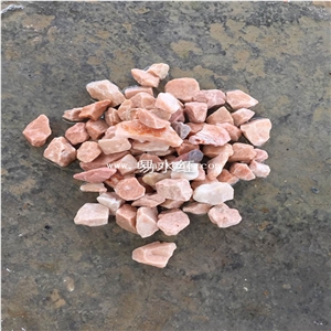 China Natural Prink Marble Machine Made Gravel Stone for Garden Landscaping