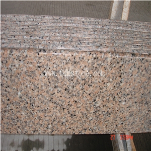 China Red Granite Polished Floor Steps,Stairs Paving Bullnosed Edges