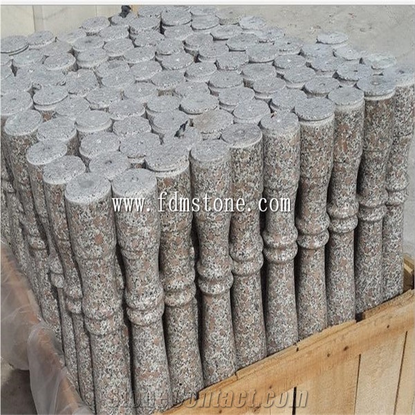 Dark Grey G654 Granite Balustrades,Barricades Stone Pillars Car Stop Buffer,Ball Stone Pillars,Stair Railings,Circular Column