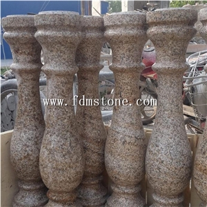 Dark Grey G654 Granite Balustrades,Barricades Stone Pillars Car Stop Buffer,Ball Stone Pillars,Stair Railings,Circular Column