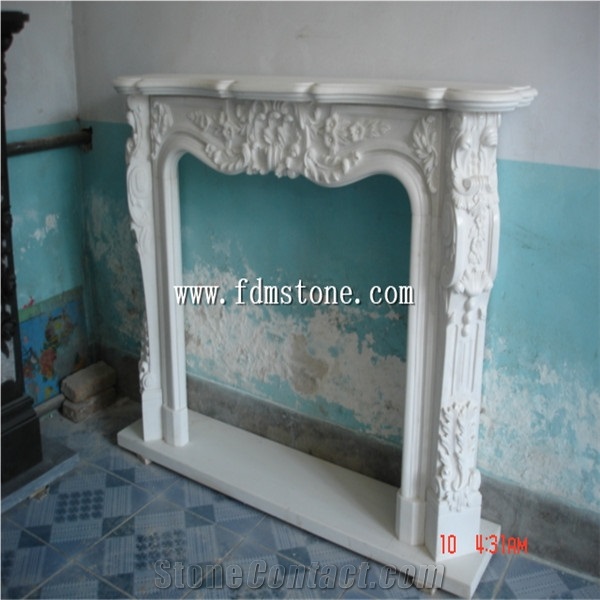European Style Light Green Marble Stone Carved Fireplaces Surround Design, Ireland Fireplace Accessories,Indoor Wall Mounted Fireplaces Mantels
