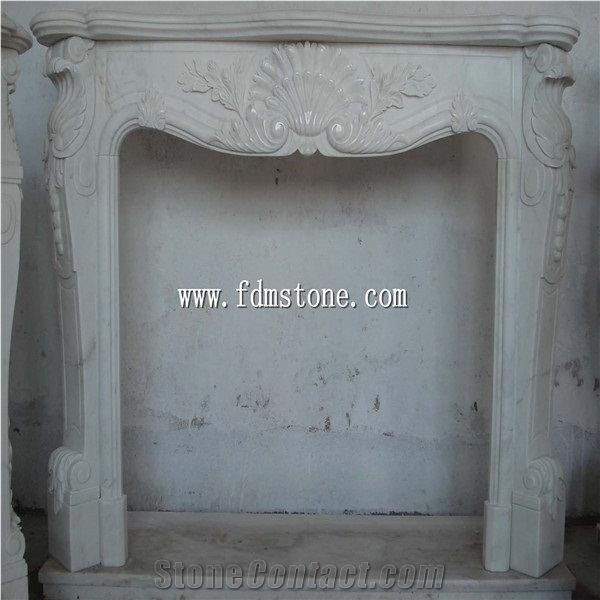 European Style White Marble Stone Carved Fireplaces Surround Design, Ireland Fireplace Accessories,Indoor Wall Mounted Fireplaces Mantels