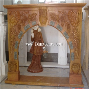 European Style White Marble Stone Carved Fireplaces Surround Design, Ireland Fireplace Accessories,Indoor Wall Mounted Fireplaces Mantels