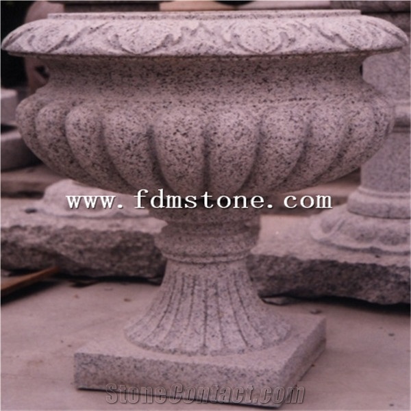 Flower Carved Granite Stone Planter Pot,Decorative Stone Large Bowl Planters for Hotel