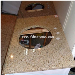 G682 Golden Yellow Granite Vanity Top,Sunset Gold Dark Yellow Granite Bath Top,Sandy Gold Bathroom Top,Rusty Yellow Bath Design,Ming Gold Bathroom Countertop