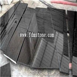 Impala Black Granite Stone Polished Flamed Brushed Bullnosed Step,Stair Treads,Risers,Staircase