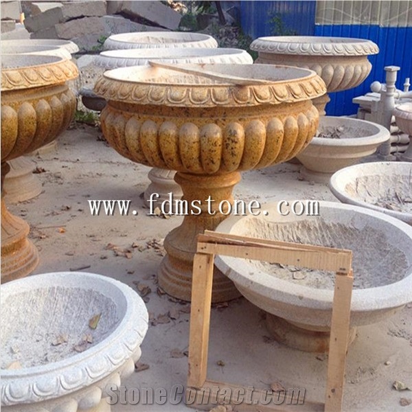 Lanscaping Garden Stone Planters,China Stone Flower Pots,Vase Exterior Planters,Decorative Large Indoor Planters