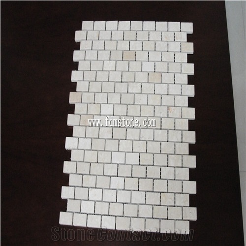 New Design Beige Travertine Marble Mosaic Tile, Honed Marble Mosaic