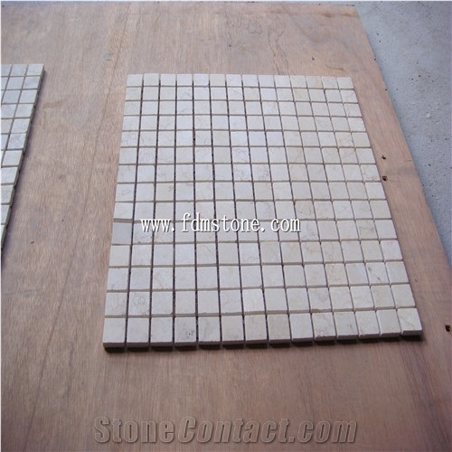 New Design Beige Travertine Marble Mosaic Tile, Honed Marble Mosaic