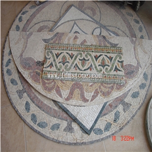 Pebbles Mosaic Medallions,Pebblestone Mosaic on Mesh,Pebble Mosaic for Floor Tiles,Bathroom,Hotel Decoration