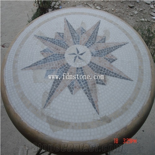 Pebbles Mosaic Medallions,Pebblestone Mosaic on Mesh,Pebble Mosaic for Floor Tiles,Bathroom,Hotel Decoration