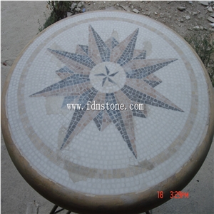 Pebbles Mosaic Medallions,Pebblestone Mosaic on Mesh,Pebble Mosaic for Floor Tiles,Bathroom,Hotel Decoration