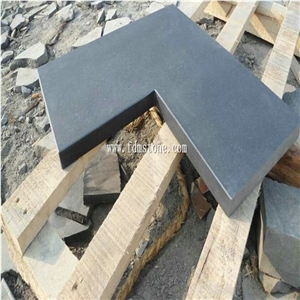 Polished Black Stone Pool Coping Tiles,Honed Black Granite L Shape,Stairs and Treads,Rebated Pavers
