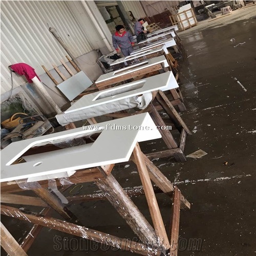 Pure White Nano Crystallized Glass Stone Vanity Top / Microlite Glass Stone Bathroom Top /Nano Glass Bath Top /China Manmade & Artificial Stone Vanity Top