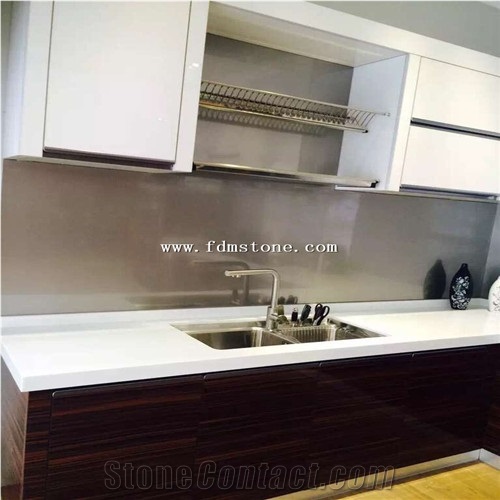 Pure White Nano Crystallized Glass Stone Vanity Top / Microlite Glass Stone Bathroom Top /Nano Glass Bath Top /China Manmade & Artificial Stone Vanity Top